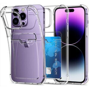 case for iPhone 14 Clear with Card Holder Ultra Slim Protective TPU